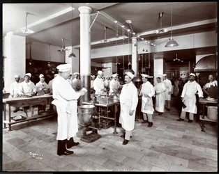 The kitchen at the Hotel Manhattan, 1902