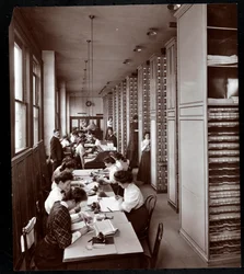 Women Working in a Filing Room, Under Male Supervision, at the Metropolitan Life Insurance Co. at 23rd Street and Madison Avenue, New York