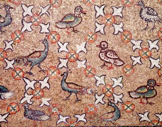 Birds (detail of mosaics, 5th century)
