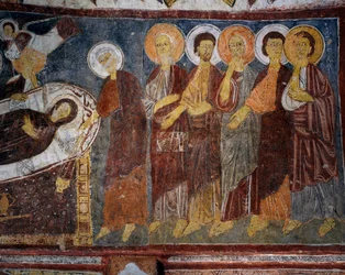 Dormition of Virgin among Apostles (detail)