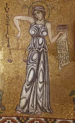 Justice (detail) of Interior Mosaics in the St. Marks Basilica, 12th century