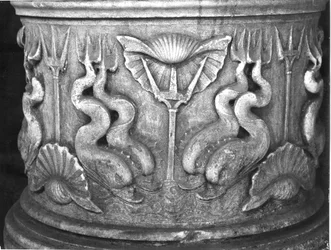 Base of a Holy Water Fountain, Carved with Dolphins, San Marco Basilica