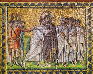 Christ Surrounded by Apostles; He is Seized by Roman Soldiers