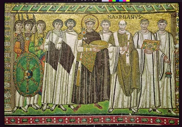 Emperor Justinian I and His Retinue of Officials, Guards and Clergy, c.547 AD