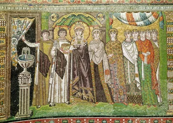 Empress Theodora with Her Court of Two Ministers and Seven Women, c.547 AD