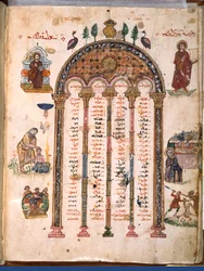 Canon tables, from the Rabula Gospels, 586 AD