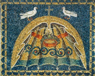 Umbraculum, Part of the Papal Regalia, in Form of a Shell with Doves as a Sign of Peace