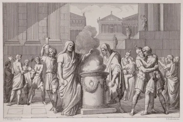 The Meeting of Camillus and Manlius After the Retreat of the Gauls, engraved by B.Barloccini, 1849