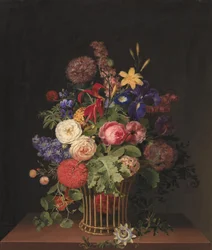 A Light Wicker Basket with Flowers