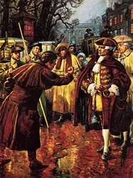The Four Peers -- the Earl of Bute under pressure resigns from the Houses of Parliament