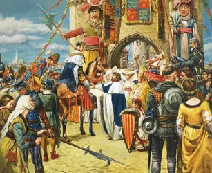 Unidentified King Being Greeted by Dignitaries