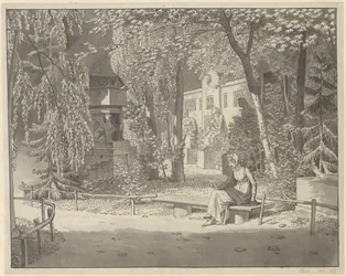At the Graves of Descartes and Conde in Jardin Elysée des Petits Augustins, Paris