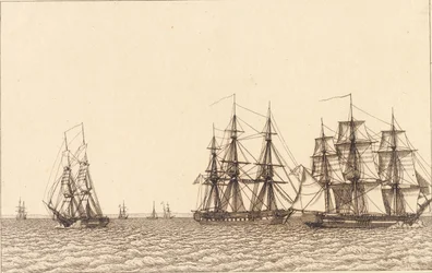 A Brig Sailing. Illustration for 