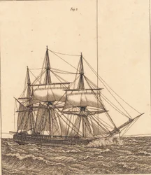 A Corvette Under Full Sail. Illustration for 