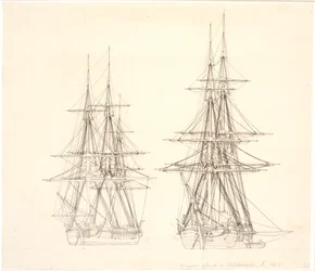 A Corvette and a Brig at Anchor
