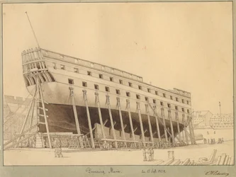 The Ship of the Line Queen Maria on the Stocks