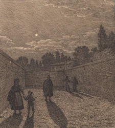 Moonlight Over a Road. Illustration for 