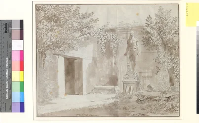 Part Possibly from the Garden of Palazzo Barberini with Roman Antinous Statue in Egyptian Style, Rome