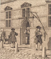 Part Around a Portal of the Stock Exchange. Illustration for 