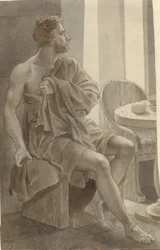Telemachus Meets Odysseus Disguised as a Beggar at the Shepherd Eumaeus - Odysseus; Fragment of the Whole Composition