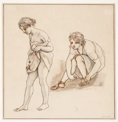 Two Studies of a Half-Naked Woman