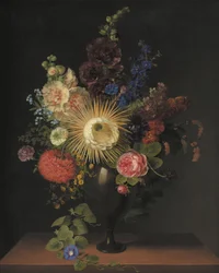 A Porphyry Vase With Cactus Grandiflora and Other Flowers