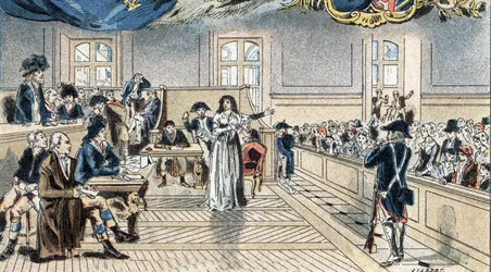 Marie Antoinette, queen of France, before the judges at her trial on 14 Oct. 1793