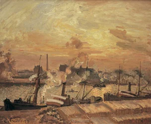 Unloading Wood, Quai de la Bourse, Sunset