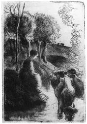 Cowherd Beside Water, c. 1850-1900, 1924