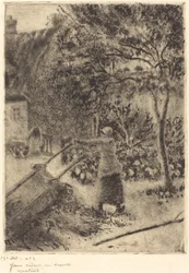 A Woman Emptying a Wheelbarrow