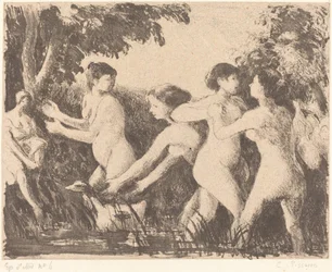 Bathers Wrestling