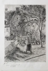 Woman Emptying a Wheelbarrow