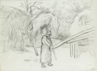 Study of a Female Peasant Carrying a Load of Hay in the Farmyard at Foucault, c1875