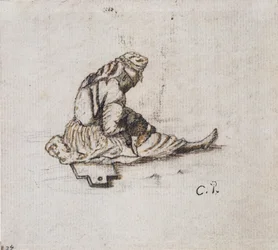 Study of a Seated Female Figure Sewing, 1852