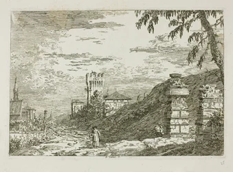 Landscape with Tower and Two Ruined Pillars, from Vedute