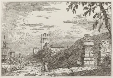 Landscape with Tower and Two Ruined Pillars