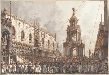 The "Giovedì Grasso" Festival before the Ducal Palace in Venice
