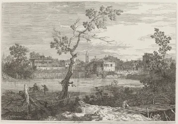 View of a Town on a River Bank
