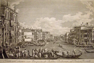 Water Festival on the Grand Canal, Venice. Left in the foreground is the 16th-century Palazzo Balbi.