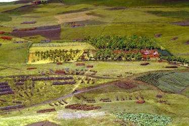 Diorama of the Battle of Waterloo showing troops positioned as at 19.45 hrs on 18th June, 1815 (detail)