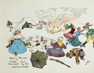 Boer Picnic on Middle Hill disturbed by our Howitzer, from 