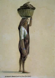 A Mahratta Woman Carrying Fuel, India