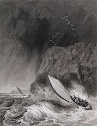 The boats off Walden Island in a snow storm, August 12th 1827, from Journal of a Third Voyage for the Discovery of a North West Passage from the Atlantic to the Pacific performed in the Years 1824-25