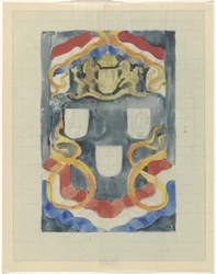 Decorative Design with the National Coat of Arms, Flags and Banners