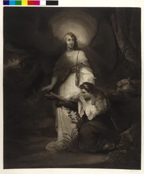 Hagar weeping in the desert