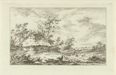 Man with Rake by a Barn (Landscapes A-F)
