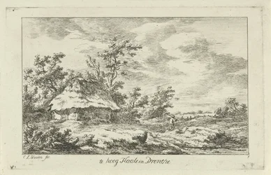 Man with Rake by a Barn, Te hoog Haale in Drenthe (Landscapes A-F)