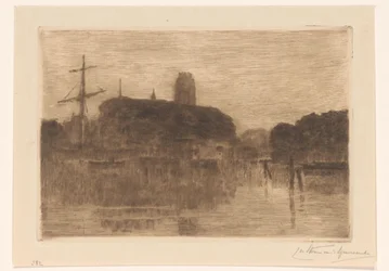 View of the New Harbor in Dordrecht at Evening