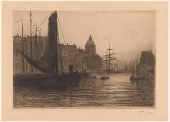 Harbor in Dordrecht at Evening