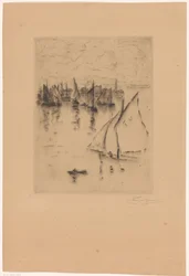 Sailing ships in front of the port of Le Havre